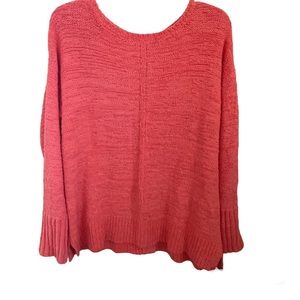 Caslon Melon Orange Sweater with accent buttons - L